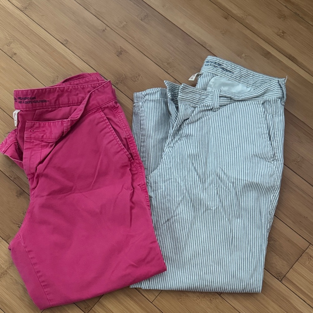 GAP Hot Pink Chino & Blue Stripe Pants Duo